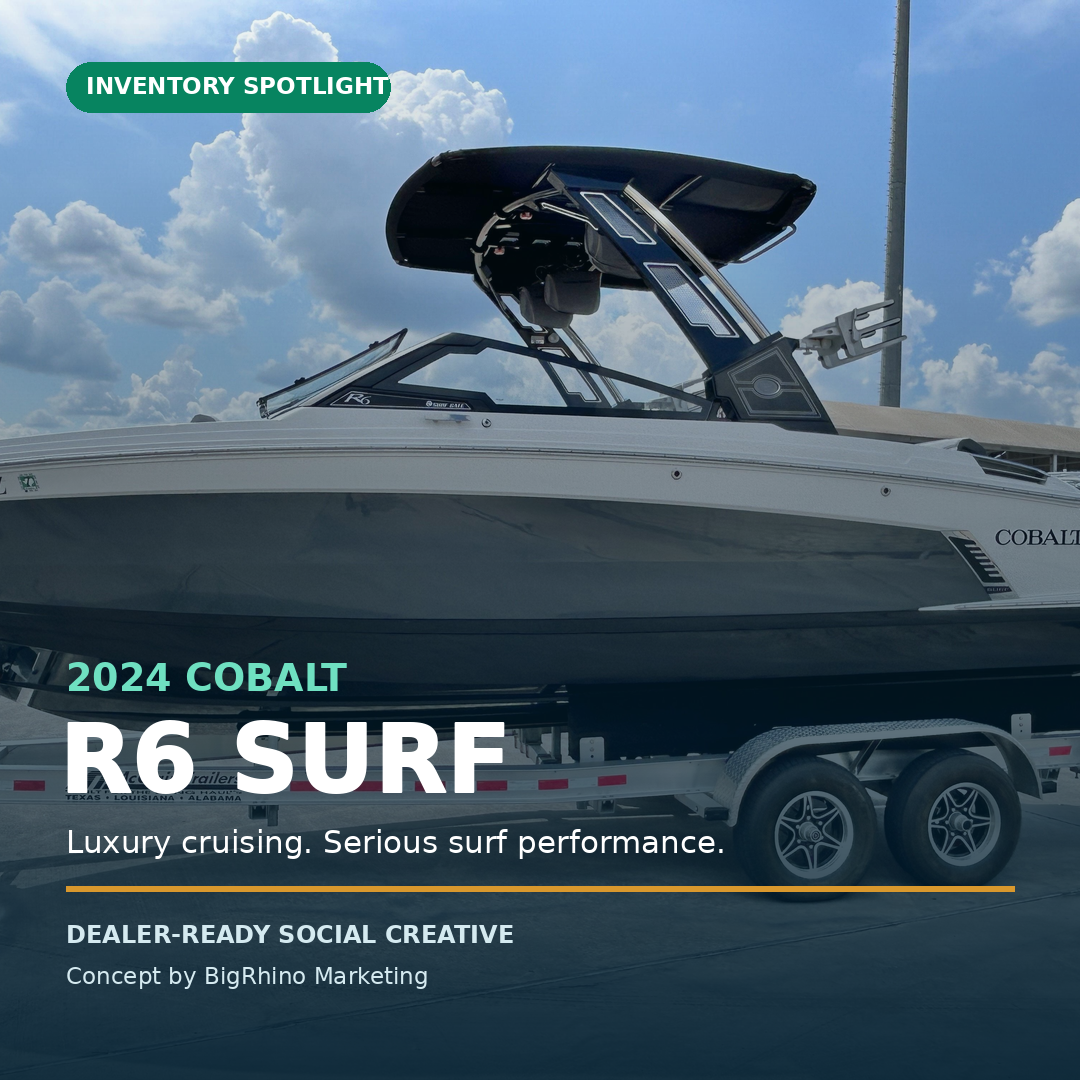 Square social media inventory spotlight for a 2024 Cobalt R6 Surf